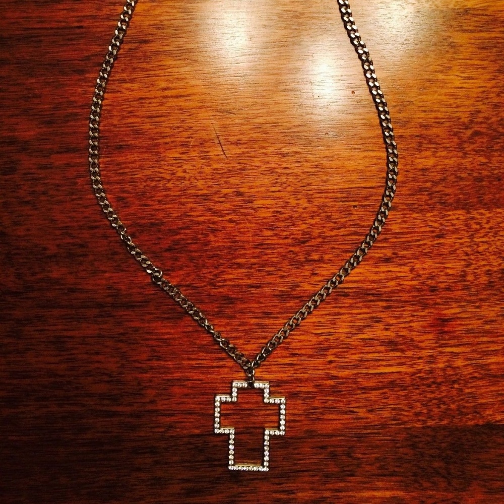 Rhinestone Cross Chain Necklace
